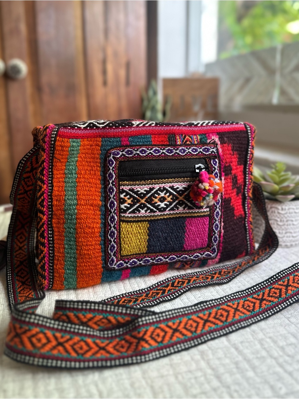 Handcrafted Peruvian Alpaca Wool Blend Crossbody Bag